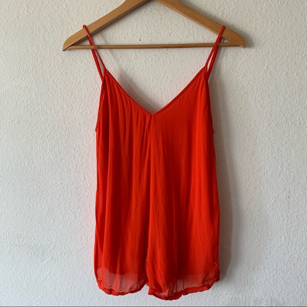 Chan Luu Red Orange Silk Boxy Romper